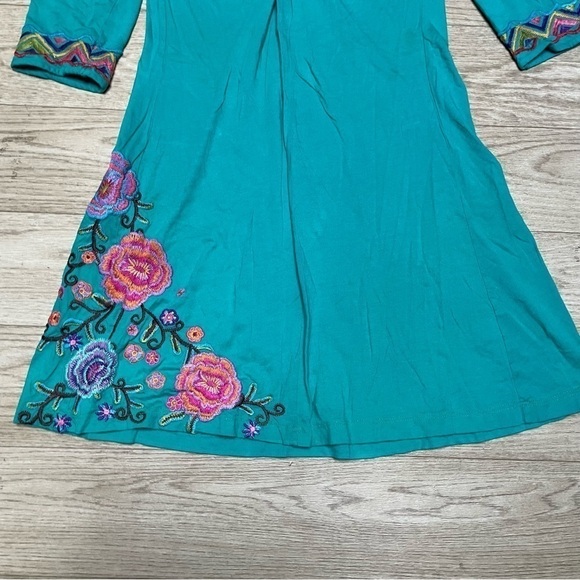 Johnny Was Joy Love Light 1/2 Sleeve Floral Embroidered Twist Front Mini Dress S - Picture 6 of 11